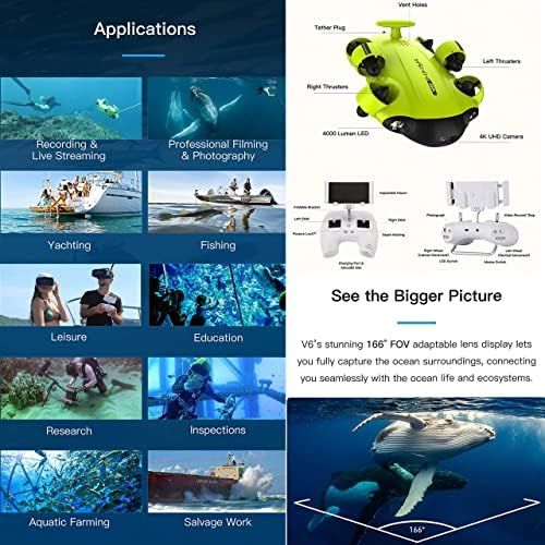  [아마존베스트]Movesea Underwater Drone FIFISH V6S 100 m Cable Robot Arm with Yellow Briefcase 8500561