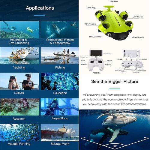  [아마존베스트]Movesea Underwater Drone FIFISH V6S 100 m Cable Robot Arm with Yellow Briefcase 8500561