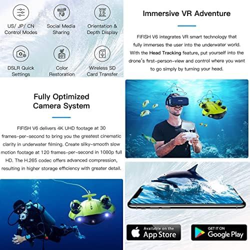  Movesea Underwater Drone FIFISH V6S 100 m Cable 64 GB Remote Control 2 Chargers Coil VR Glasses HDMI Robot Arm Guard Orange Housing with Wheels QYSEA 8500455