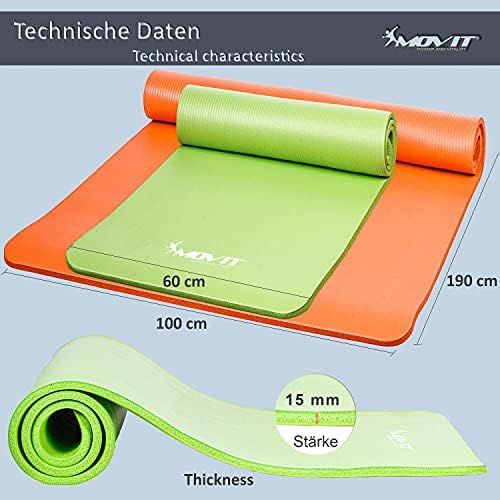  [아마존베스트]Movit XXL Pilates Gymnastics Mat, Yoga Mat, Phthalate-Free, 190 x 100 x 1.5 cm or 190 x 60 x 1.5 cm, Yoga Mat in 12 Different Colours