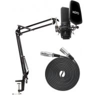 Movo VSM-7 XLR Condenser Microphone Bundle with Mic Boom Arm and Pop Filter - Podcast Equipment for Recording Microphones & Accessories