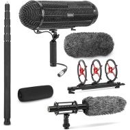 Movo Location Sound Recording Kit with Blimp Microphone, XLR Cables, Boom Pole Extension - Cardioid Shotgun Camera Microphone - XLR Microphone Cable for Audio Recorders - Perfect Boom Mic Bundle
