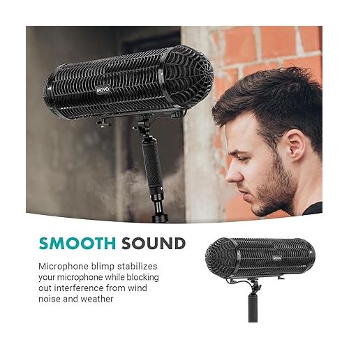  Movo Location Sound Recording Kit with Blimp Microphone, XLR Cables, Boom Pole Extension - Cardioid Shotgun Camera Microphone - XLR Microphone Cable for Audio Recorders - Perfect Boom Mic Bundle