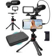 Movo iVlogger Vlogging Kit for iPhone - Lightning Compatible YouTube Starter Kit for Content Creators - Accessories: Phone Tripod, Phone Mount, LED Light and Shotgun Microphone