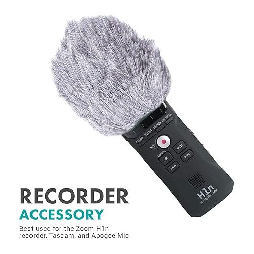  Movo WS1 Furry Microphone Windscreen for Zoom H1n Recorder - Outdoor Microphone Cover for Small Microphones up to 2.5