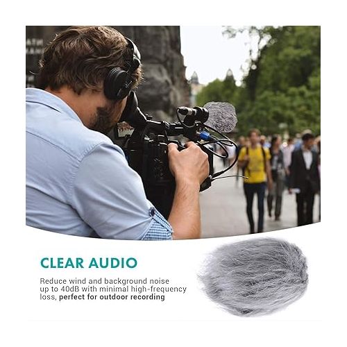  Movo WS1 Furry Microphone Windscreen for Zoom H1n Recorder - Outdoor Microphone Cover for Small Microphones up to 2.5