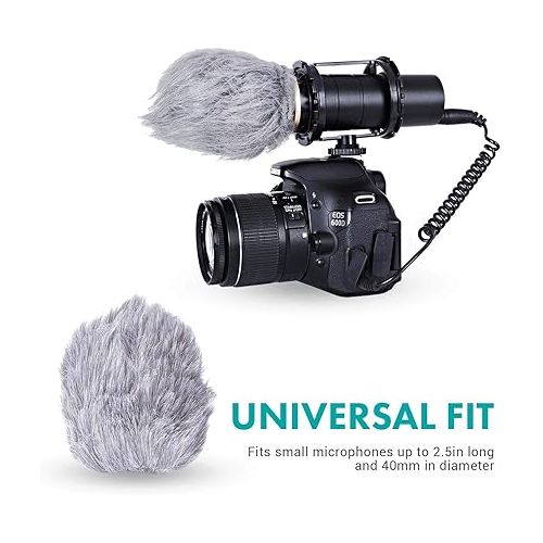  Movo WS1 Furry Microphone Windscreen for Zoom H1n Recorder - Outdoor Microphone Cover for Small Microphones up to 2.5