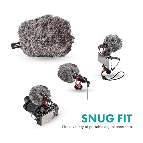  Movo WS-G9 Furry Outdoor Microphone Windscreen Muff for Portable Digital Recorders up to 3