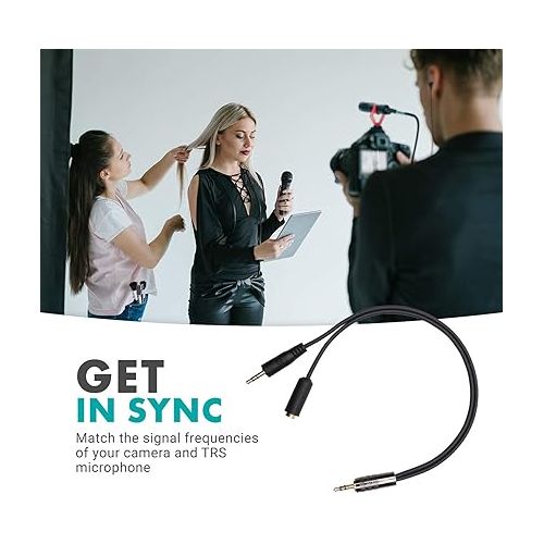  Movo MV-RC300 3.5mm TRS to TRS Line to Microphone Attenuator Cable (-25dB) with Headphone Monitoring for DSLR's, Zoom, Tascam, Mixers, and More