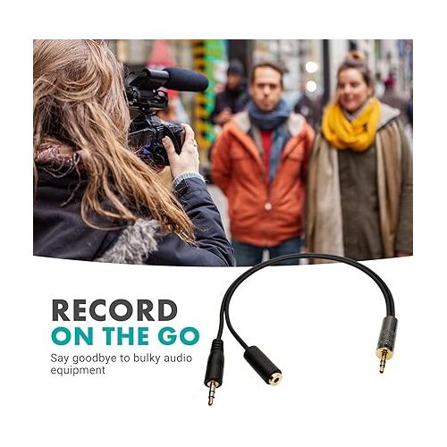  Movo MV-RC300 3.5mm TRS to TRS Line to Microphone Attenuator Cable (-25dB) with Headphone Monitoring for DSLR's, Zoom, Tascam, Mixers, and More