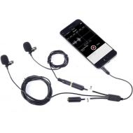 [아마존핫딜][아마존 핫딜] Movo Professional Lavalier Lapel Clip-on Interview Podcast Microphone with Secondary Mic and Headphone Monitoring Input for iPhone, iPad, Samsung, Android Smartphones, Tablets - Po