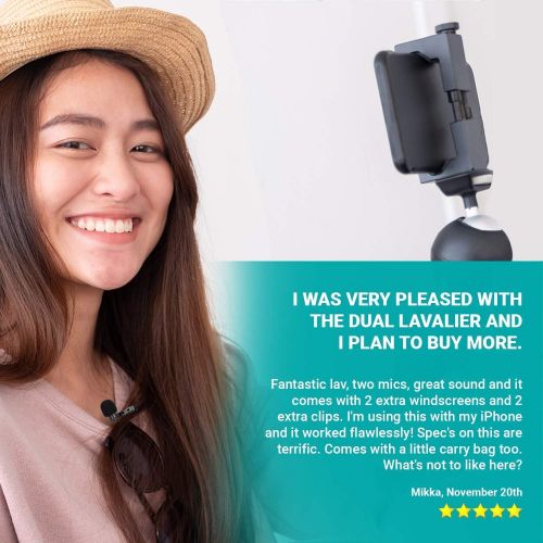  [아마존핫딜][아마존 핫딜] Movo Professional Lavalier Lapel Clip-on Interview Podcast Microphone with Secondary Mic and Headphone Monitoring Input for iPhone, iPad, Samsung, Android Smartphones, Tablets - Po