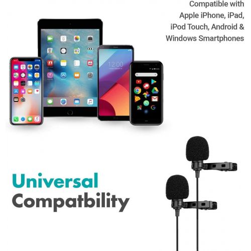  [아마존핫딜][아마존 핫딜] Movo Professional Lavalier Lapel Clip-on Interview Podcast Microphone with Secondary Mic and Headphone Monitoring Input for iPhone, iPad, Samsung, Android Smartphones, Tablets - Po