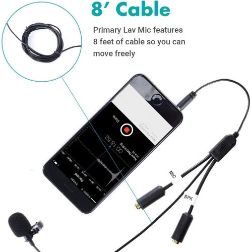  [아마존핫딜][아마존 핫딜] Movo Professional Lavalier Lapel Clip-on Interview Podcast Microphone with Secondary Mic and Headphone Monitoring Input for iPhone, iPad, Samsung, Android Smartphones, Tablets - Po