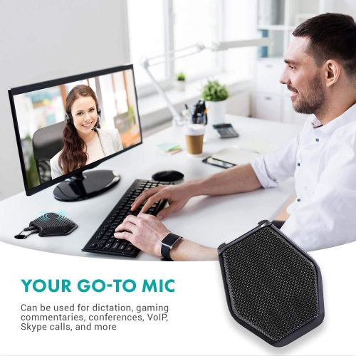  [아마존베스트]Movo MC1000 Computer Microphone - Professional Conference USB Microphone for Computer Desktop with 180°, 20 Long Pick up Range for PC, Windows & Mac, iOS - Plug and Play Easy Insta