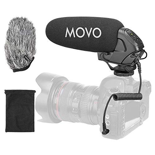  Movo VXR3031 Shotgun Microphone - Supercardioid On-Camera Shotgun Mic with 2-Step High-Pass Filter, 3-Stage Audio Level Control, Headphone Monitoring Input + More