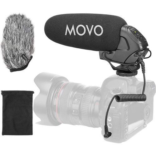  Movo VXR3031 Shotgun Microphone - Supercardioid On-Camera Shotgun Mic with 2-Step High-Pass Filter, 3-Stage Audio Level Control, Headphone Monitoring Input + More