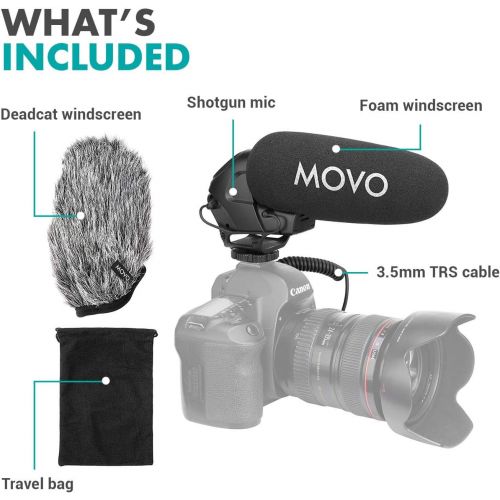  Movo VXR3031 Shotgun Microphone - Supercardioid On-Camera Shotgun Mic with 2-Step High-Pass Filter, 3-Stage Audio Level Control, Headphone Monitoring Input + More