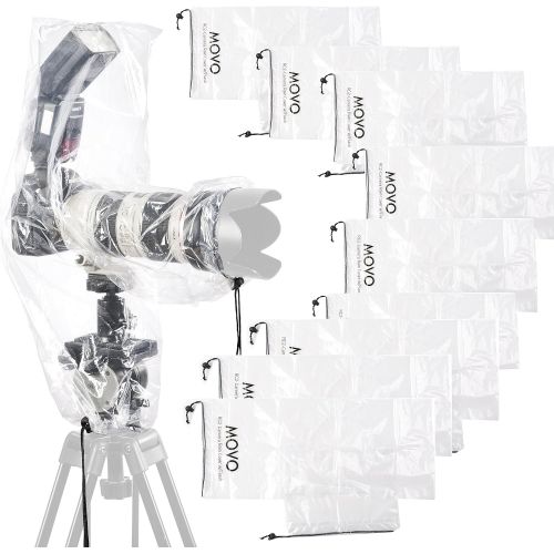  Movo (10 Pack) RC2 Clear Rain Cover for DSLR Camera, Flash, and Lens up to 18 Long