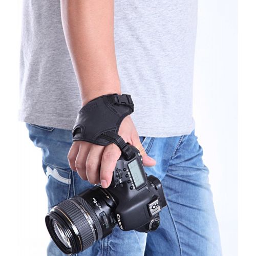  Movo HSG-2 DualStrap Padded Wrist and Grip Camera Strap for DSLR Cameras Including Canon, Nikon, Sony, Olympus, SLRs - Prevent Accidental Drops - Perfect for Camera Stability and C