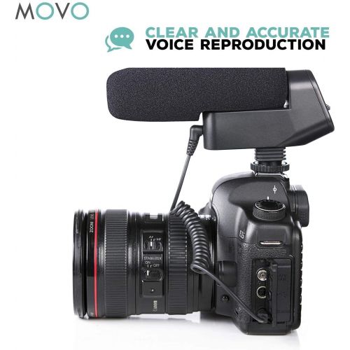  Movo On-Camera Shotgun Video Microphone Compatible with Nikon D850, D810, D800, D750, D610, D600, D500, D7500, D7200, D7100, D5600, D5500, D5300, D5200, D3500, D3400, D3300, D3200,