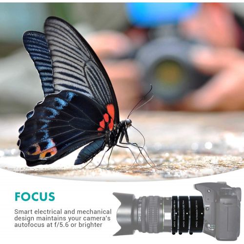  Movo Photo AF Macro Extension Tube Set for Micro 4/3 Mount Mirrorless Camera System (Compatible with Olympus Pen, Panasonic Lumix, Blackmagic Cinema Camera) with 10mm, 16mm & 21mm