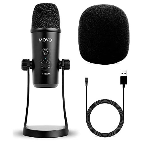  Movo UM700 Desktop USB Microphone for Computer with Adjustable Pickup Patterns Perfect as a Podcast Microphone, Streaming Microphone, Gaming Microphone, and More