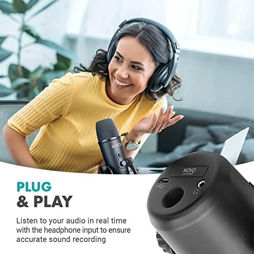  Movo UM700 Desktop USB Microphone for Computer with Adjustable Pickup Patterns Perfect as a Podcast Microphone, Streaming Microphone, Gaming Microphone, and More