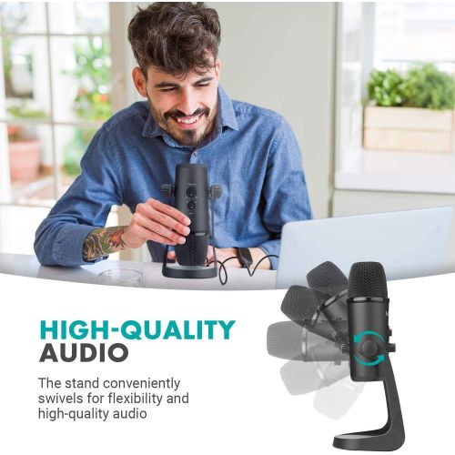  Movo UM700 Desktop USB Microphone for Computer with Adjustable Pickup Patterns Perfect as a Podcast Microphone, Streaming Microphone, Gaming Microphone, and More