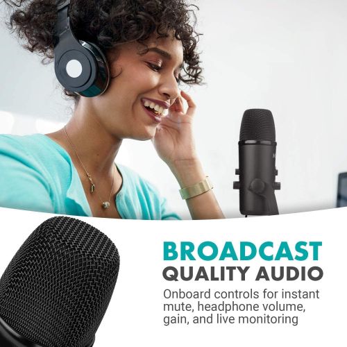  Movo UM700 Desktop USB Microphone for Computer with Adjustable Pickup Patterns Perfect as a Podcast Microphone, Streaming Microphone, Gaming Microphone, and More