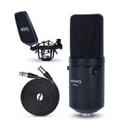 Movo VSM-5 Large Diaphragm XLR Studio Cardioid Condenser Microphone with Shock Mount, Pop Filter, and XLR Cable - Ideal Mic for Vocals, Podcasting, Streaming, Broadcasting, ASMR, a