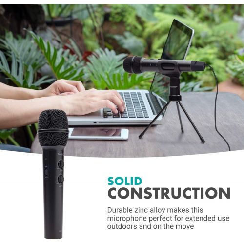  Movo HM-K1 Handheld Digital Cardioid Condenser Microphone for iPhone, Android, Computer with Mic Stand - USB, USB C and Lightning Connector Cables - Mic Compatible with PC, Mac, iP