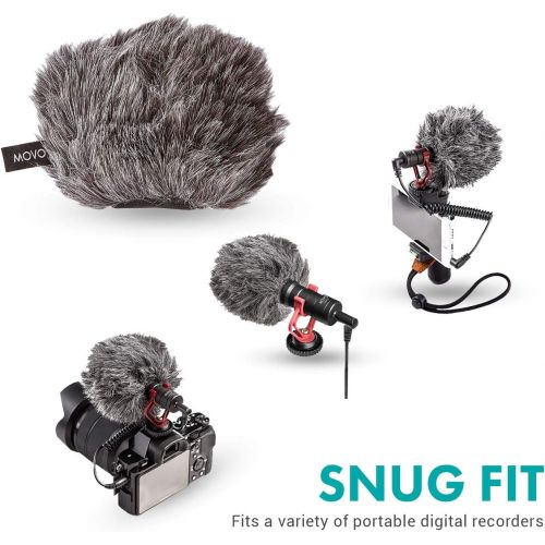  Movo WS-G9 Furry Outdoor Microphone Windscreen Muff for Portable Digital Recorders up to 3 X 1.5 (W x D) - Fits the Zoom H4n, H4n PRO, H5, H6, Tascam DR-40, DR-05, DR-07 and More (