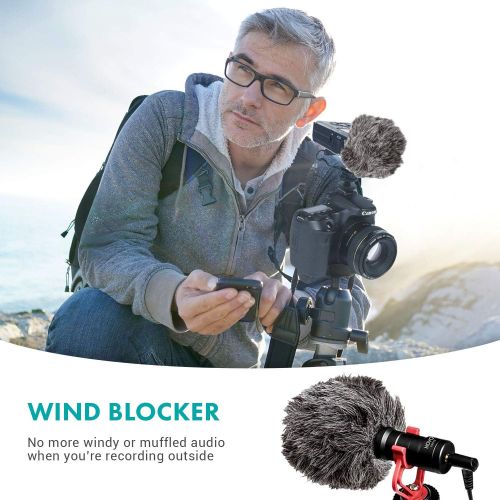  Movo WS-G9 Furry Outdoor Microphone Windscreen Muff for Portable Digital Recorders up to 3 X 1.5 (W x D) - Fits the Zoom H4n, H4n PRO, H5, H6, Tascam DR-40, DR-05, DR-07 and More (