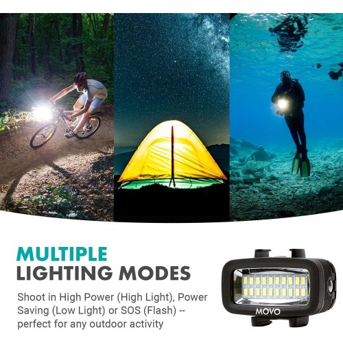  Movo Diving Rig Bundle with Waterproof LED Light - Compatible with GoPro HERO3, HERO4, HERO5, HERO6, HERO7, HERO8, and DJI Osmo Action Cam - Scuba Accessories for Underwater Camera