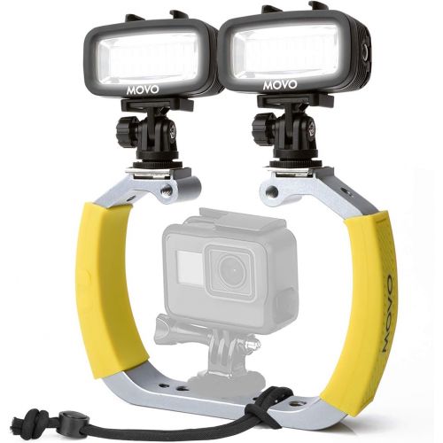  Movo Diving Rig Bundle with 2 Waterproof LED Lights - Compatible with GoPro HERO3, HERO4, HERO5, HERO6, HERO7, HERO8, and DJI Osmo Action Cam - Scuba Accessories for Underwater Cam