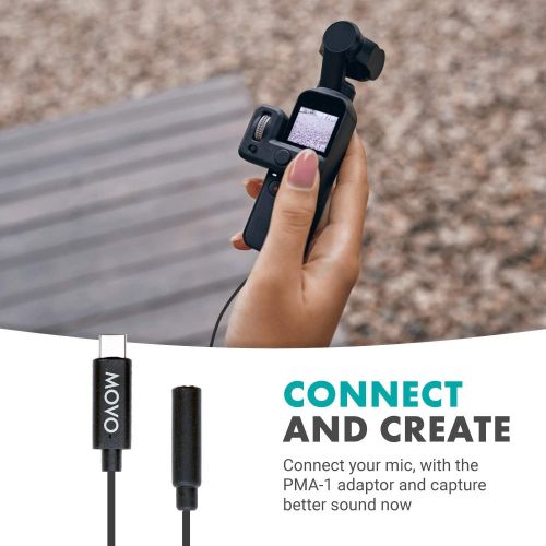  Movo PMA-1 DJI Osmo Pocket Microphone External Sound Adapter USB Type-C to 3.5mm TRS External Microphone and Audio Adapter is The Perfect Microphone Adapter for Your DJI Osmo Pocke