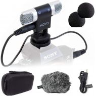 Movo VXR3000 Universal Stereo Microphone with Foam and Furry Windscreens and Travel Case - for iPhone and Android Smartphones, Canon EOS Nikon DSLR, and Action Cameras