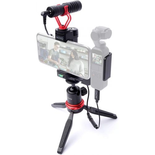  Movo Vlogging Kit Compatible with DJI OSMO Pocket 1, 2 - Video Rig with VXR10 External Microphone, Smartphone Tripod Mount, and Type-C Audio Adapter - Great Bundle for Video and Au