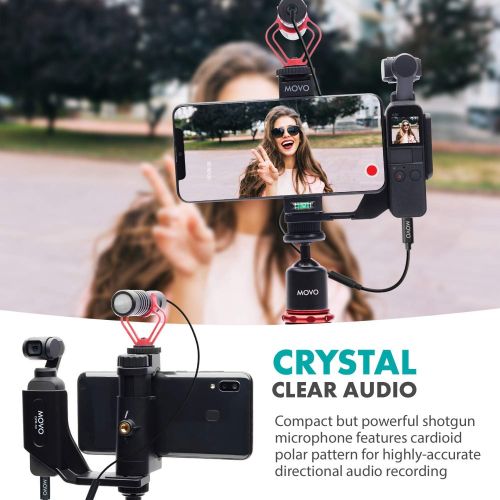  Movo Vlogging Kit Compatible with DJI OSMO Pocket 1, 2 - Video Rig with VXR10 External Microphone, Smartphone Tripod Mount, and Type-C Audio Adapter - Great Bundle for Video and Au