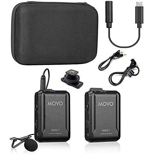  Movo WMX-1 BUNDLE 2.4GHz Wireless Lavalier Microphone System Compatible with DJI Osmo Pocket, DSLR Cameras, iPhone, Android Smartphones, and Tablets (200 ft Audio Range) - DJI Osmo