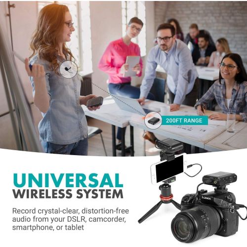  Movo WMX-1 BUNDLE 2.4GHz Wireless Lavalier Microphone System Compatible with DJI Osmo Pocket, DSLR Cameras, iPhone, Android Smartphones, and Tablets (200 ft Audio Range) - DJI Osmo