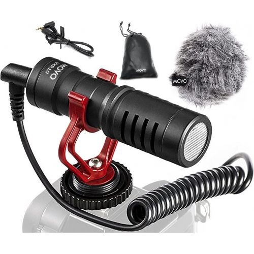  Movo VXR10 Universal Video Microphone with Shock Mount, Deadcat Windscreen, Case for iPhone, Android Smartphones, Canon EOS, Nikon DSLR Cameras and Camcorders - Perfect Camera Micr
