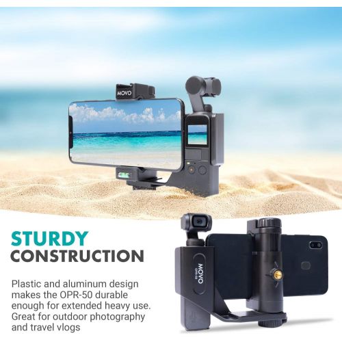  Movo OPR-50 Smartphone Video Rig Compatible with DJI OSMO Pocket 1, 2 - Includes Smartphone Mount and 2X Shoe Mount for Video Microphone, Video Light, and More - Phone Stabilizer f