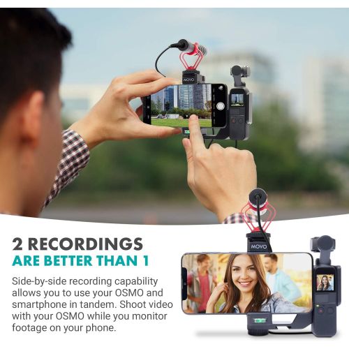  Movo OPR-50 Smartphone Video Rig Compatible with DJI OSMO Pocket 1, 2 - Includes Smartphone Mount and 2X Shoe Mount for Video Microphone, Video Light, and More - Phone Stabilizer f