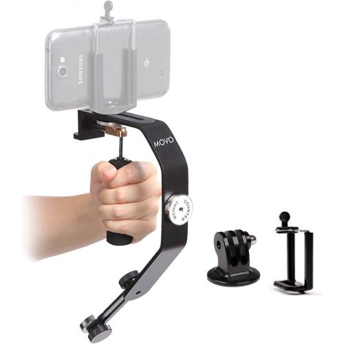  Movo Handheld Video Stabilizer System Compatible with GoPro Hero, HERO2, HERO3, HERO4, HERO5, HERO6, HERO7 & Apple iPhone 5, 5S, 6, 6S, 7, 8, X, XS, XS Max, Samsung Galaxy + Note S