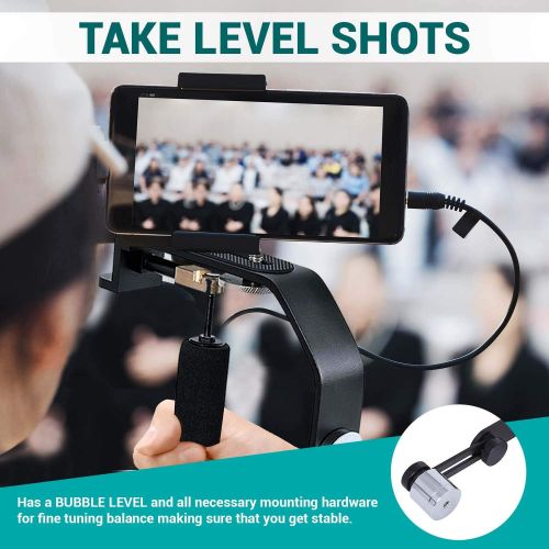  Movo Handheld Video Stabilizer System Compatible with GoPro Hero, HERO2, HERO3, HERO4, HERO5, HERO6, HERO7 & Apple iPhone 5, 5S, 6, 6S, 7, 8, X, XS, XS Max, Samsung Galaxy + Note S