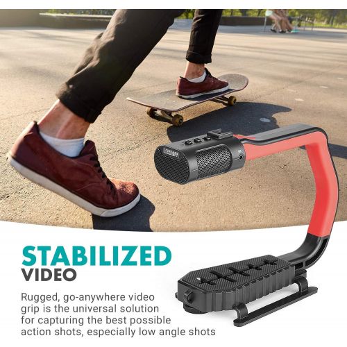  Movo MicRig Extreme Sport Edition - Video Grip Handle with Integrated Stereo Microphone, Windscreen, and Fisheye Lens for iPhone 5, 5C, 5S, 6, 6S, 7, 8, X, XS, XS Max, 11, 11 Pro,