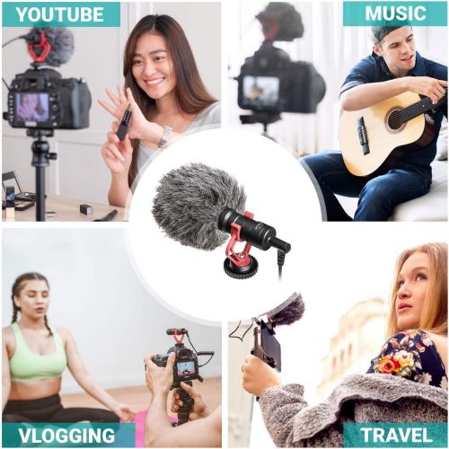  Movo VXR10 Universal Video Microphone with Lightning Dongle Adapter - Includes Shock Mount, Deadcat Windscreen, Case - Compatible with iPhone 12, 11, 11 Pro, XS, XR, X, 8, 7, 6S, 6