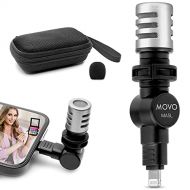 Movo MA5L External Microphone for iPhone, iPad, iOS - Mini Mic for iPhone with MFi-Certified Lightning Jack, 180° Swivel - Apple Smartphone Microphone for Video Recording, Vlogging